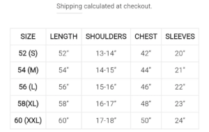 Size Chart Abayascarf.com