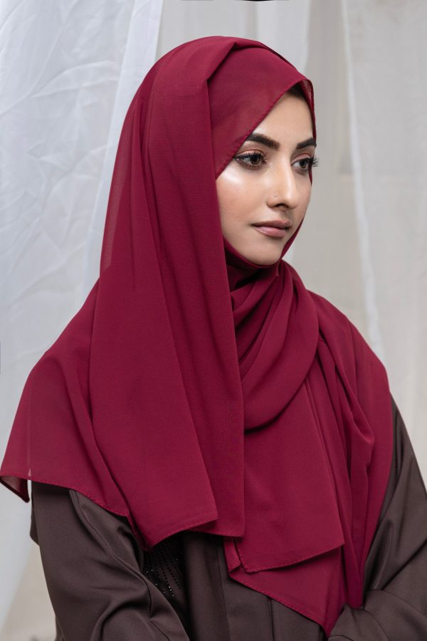 Plain Gerogette Hijab-Merlot - Image 2